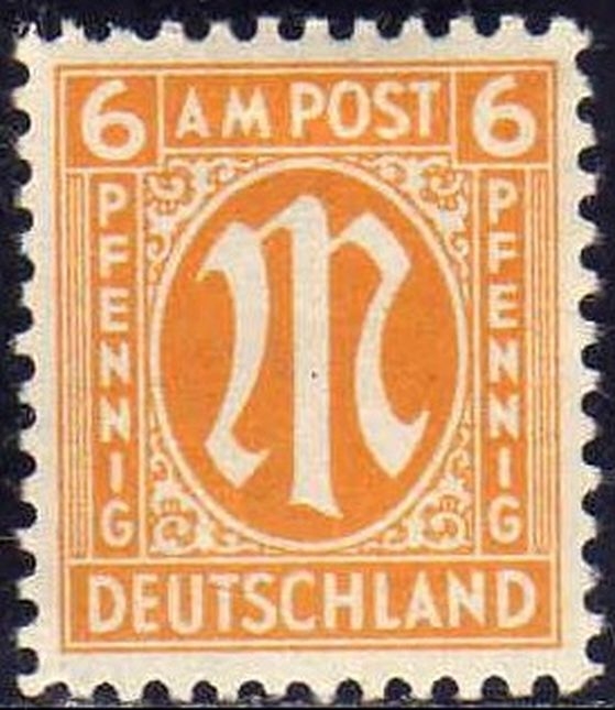 z vendido Alemania 1945 Scott 3N5 Sello * Allied Military Government Issue A.M. Post 6 c/charnela Allemagne Duitsland Germania Germany Alemagne Deutschland